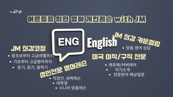 미국 회사 취업 준비 A to Z – 영어 + 레쥬메 + 인터뷰 코칭 with JM
