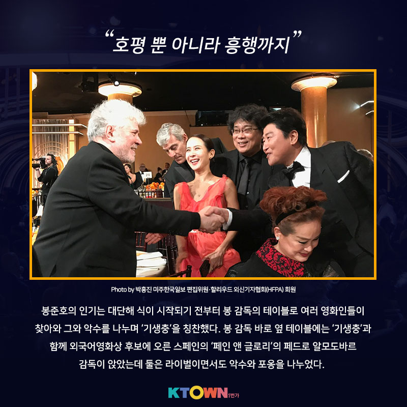 골든 글로브에서 빛난, "기생충"