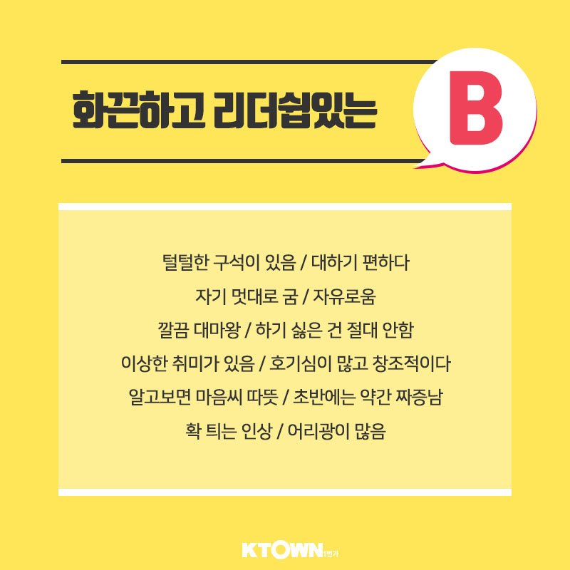 재미로 보는 혈액형별 성격 차이! 