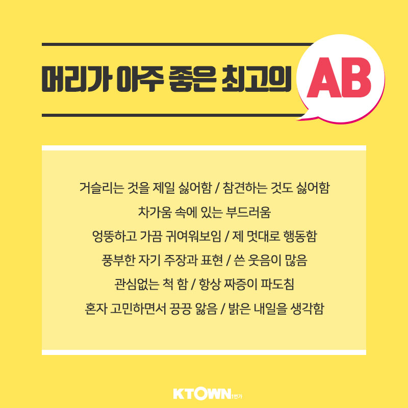 재미로 보는 혈액형별 성격 차이! 