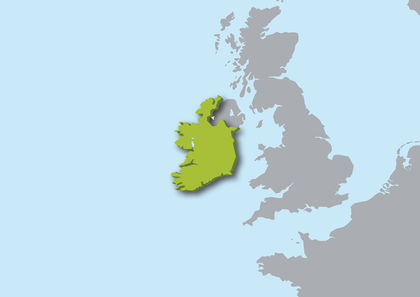 Location, size, and extent - Ireland - located, area