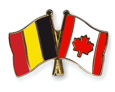 Crossed Flag Pins Belgium-Canada Flags